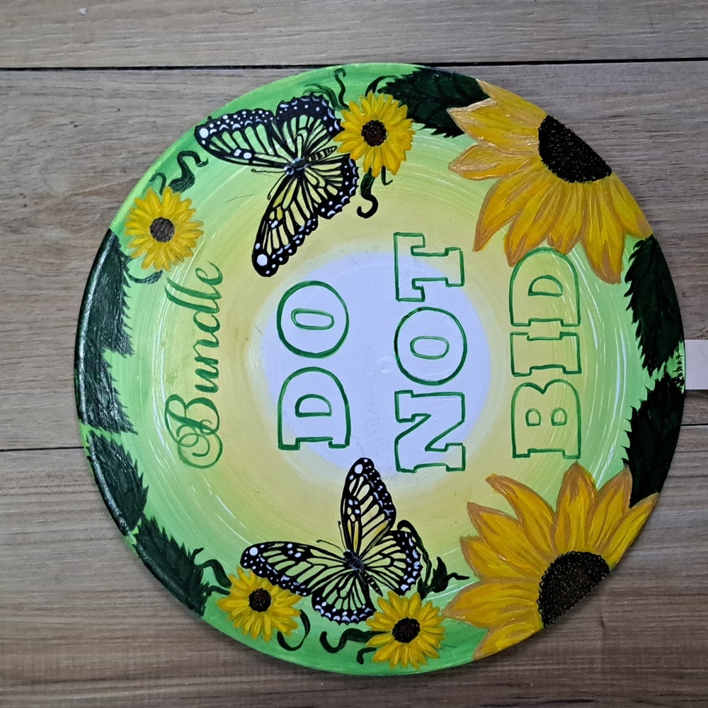 Hand Crafted Painted Vinyl Sign Record DO NOT BID Butterfly Theme Auction Paddle